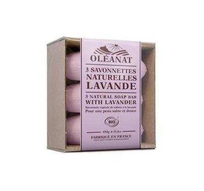 Trio de savonnettes artisanales Lavande Oléanat (3×150g)